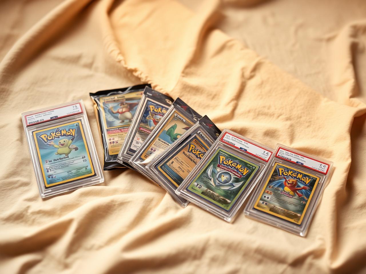 Coleção de cartas graduadas e pacotes lacrados